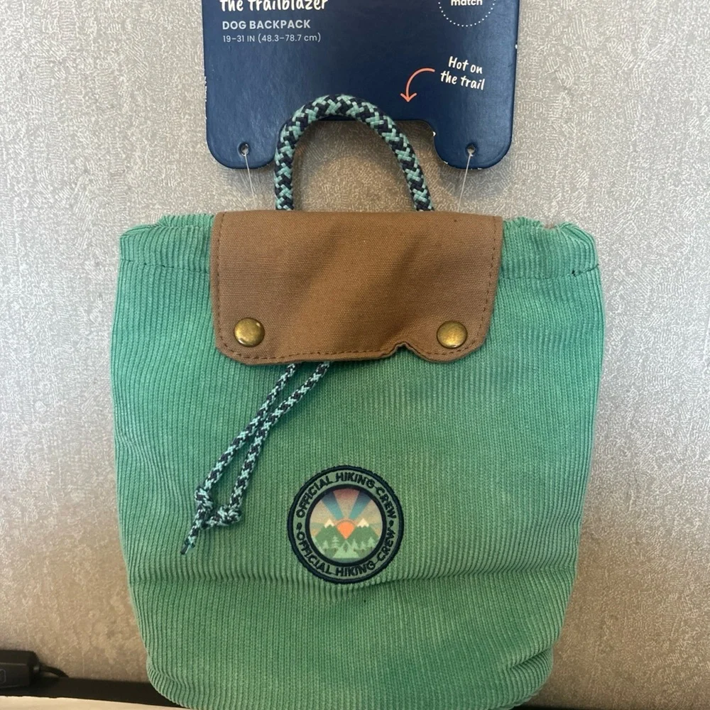 Green and Tan Dog Carrier with Braided Handle